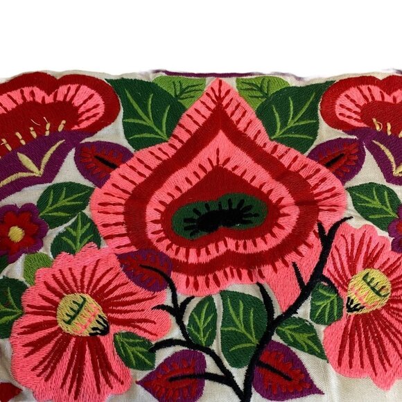 Asos Embroidered Clutch Boho Bag Fabric Leather - Picture 4 of 12